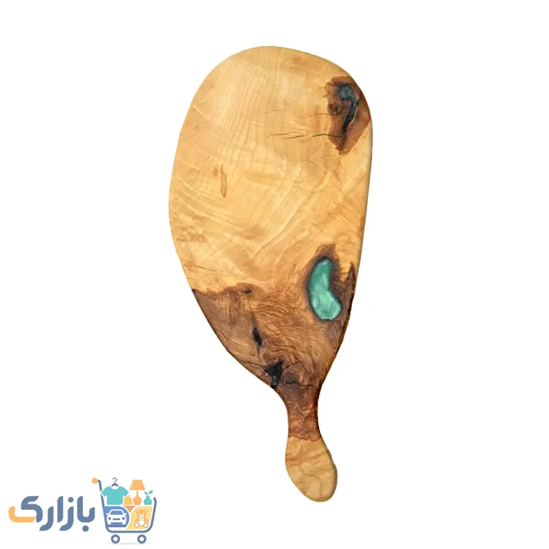 تخته سرو غذا چوبی دست‌ساز مدل خلیج فارس ساخته شده از چوب طبیعی با جزئیات رزینی آبی