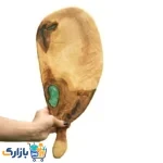 خرید تخته سرو غذا چوبی دست‌ساز مدل خلیج فارس ساخته شده از چوب طبیعی با جزئیات رزینی آبی